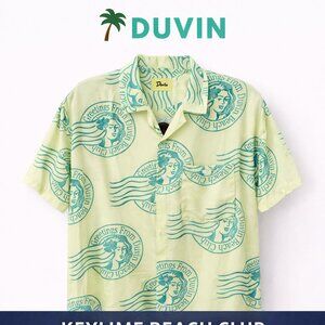Duvin Keylime Beach Club Button Up XL Retro Camp Collar Shirt